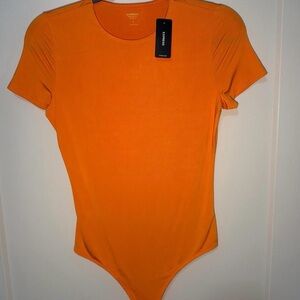 Express Bright Orange Short Sleeve Bodysuit